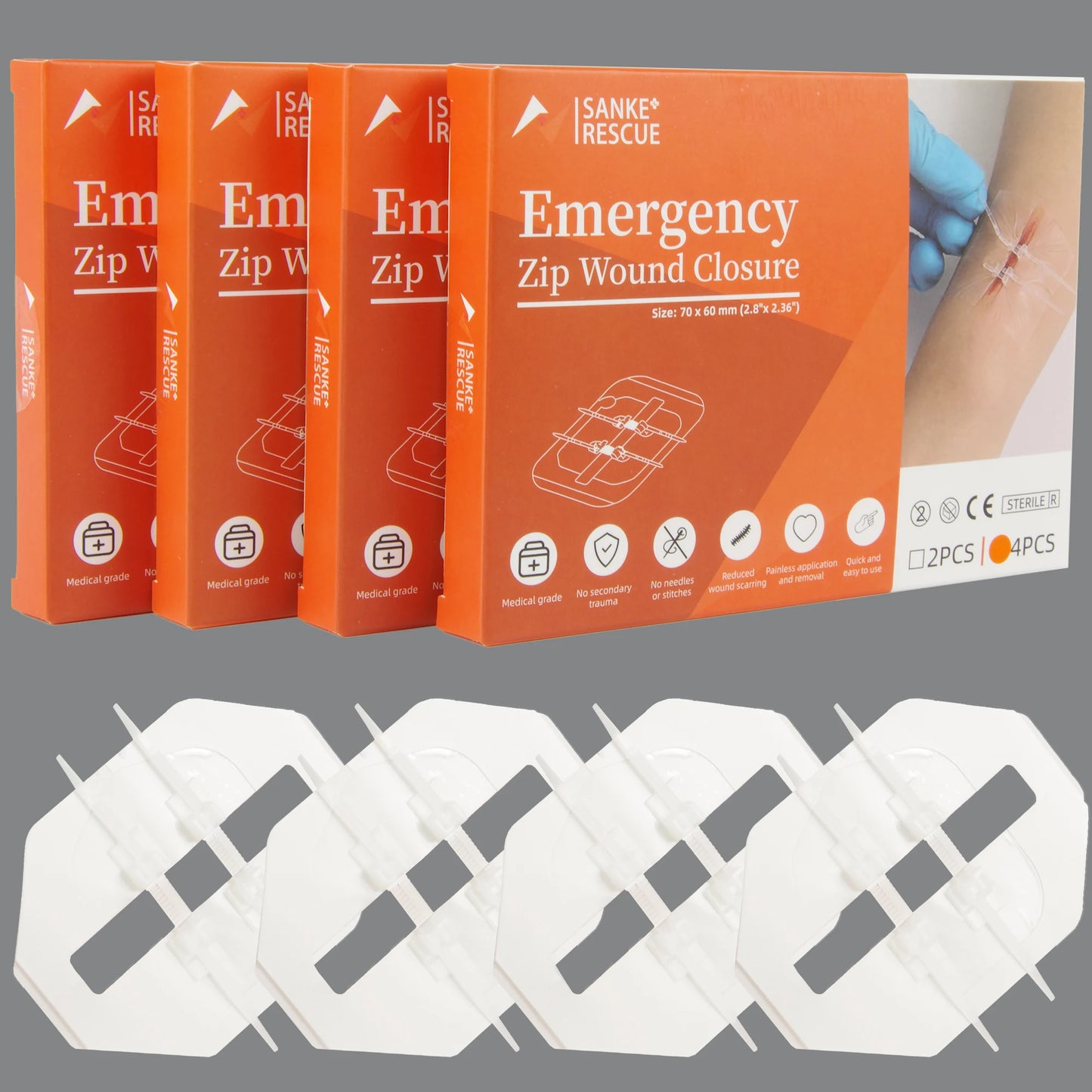 Zipper Painless Wound Closure Device Suture-free Wound Dressing Closure Strips First Aid Kit Emergency Laceration Closures Band